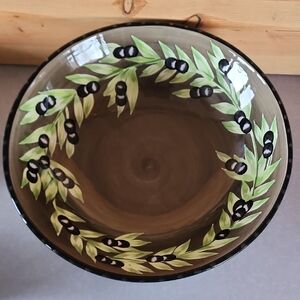 Gates Ware, Olive Wreath Ceramic Serving Bowl - Brown & Green.